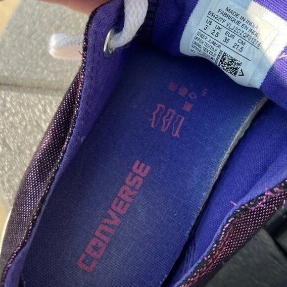 Converse All Star youth size 3 purple shimmer sneakers - Picture 2 of 8